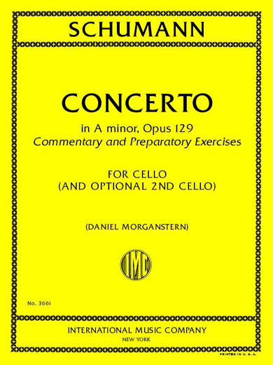 Schumann: Concerto in A minor, Op. 129, Commentary and Preparatory Exercises, International Music Company No. 3661, cover