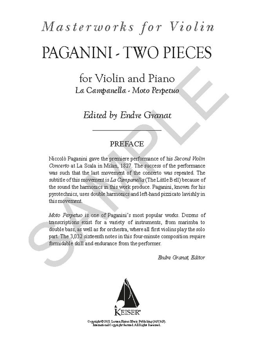 Paganini Two Pieces: La Campanella and Moto Perpetu