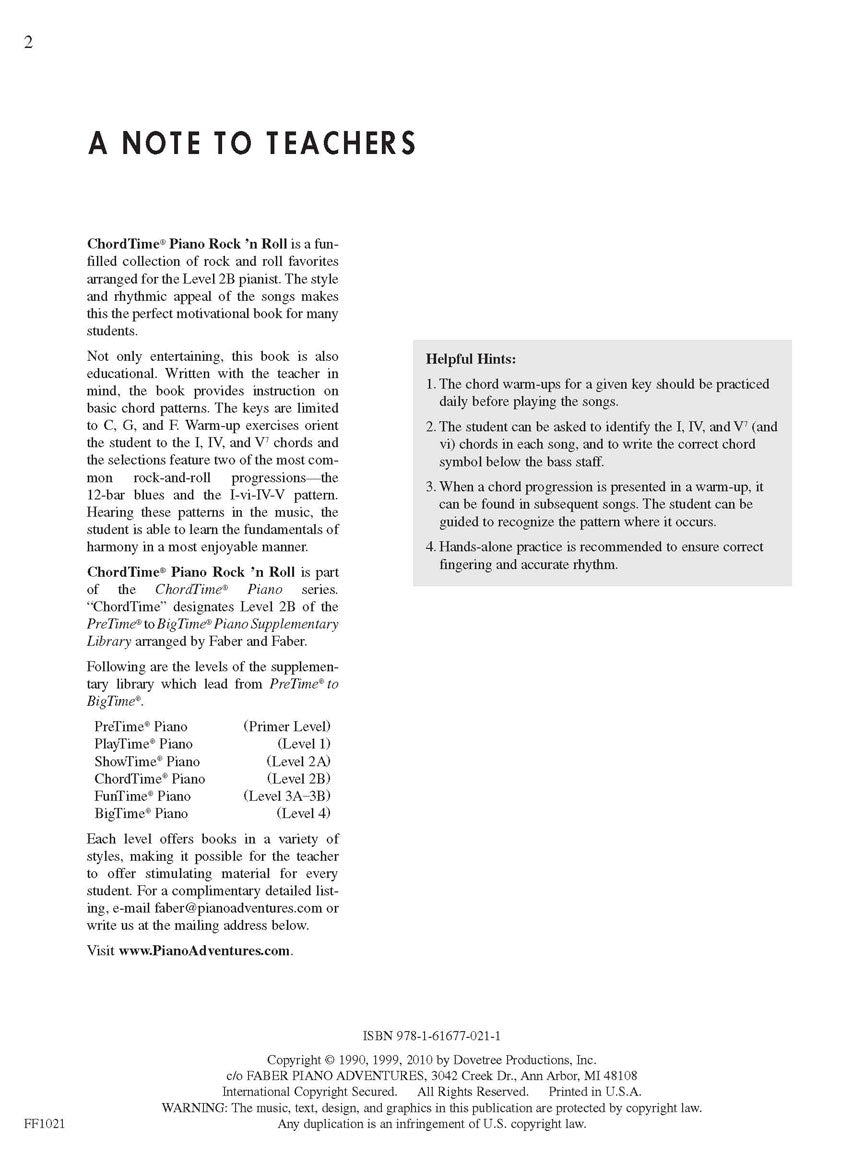 Faber Rock 'n' Roll - ChordTime Piano - Level 2B