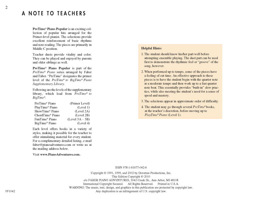 Popular - Pretime to Bigtime - Primer Level