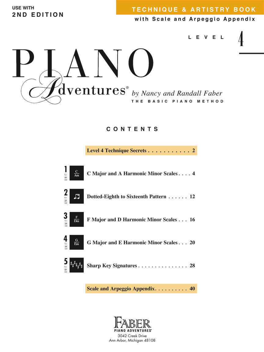 Faber Piano Adventures - Technique and Artistry Book Level 4