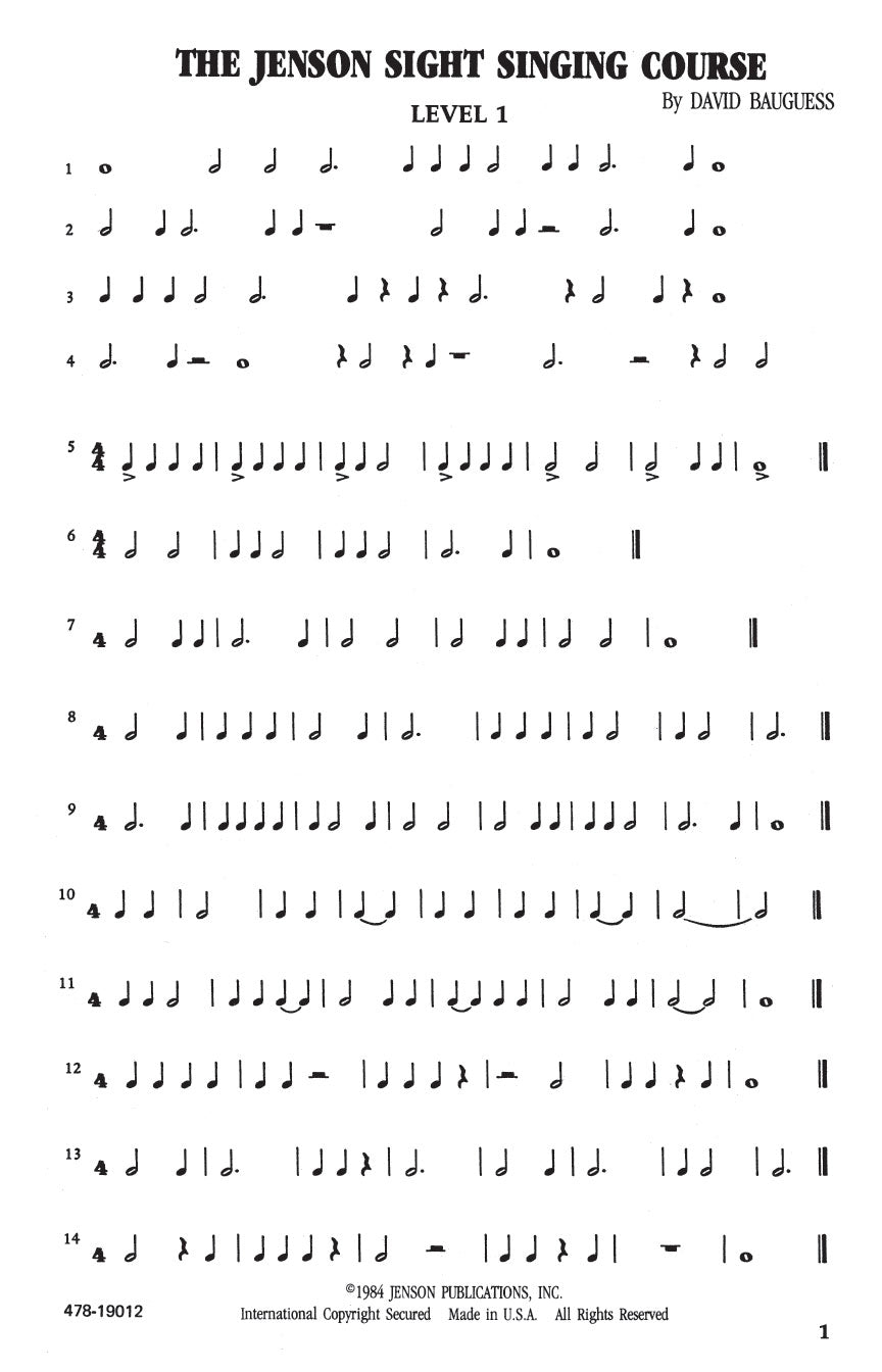 Jenson Sight Singing Course, The (Vol. I)