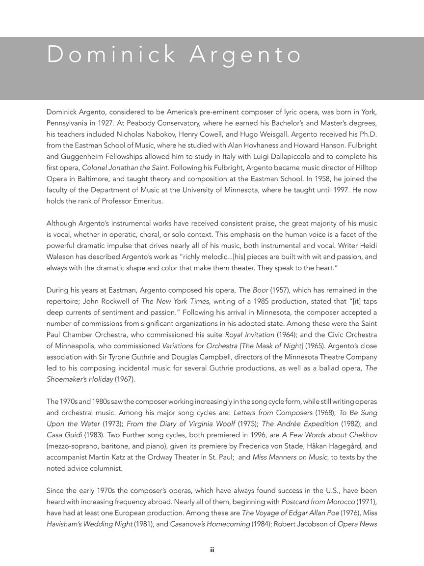 Argento Collected Song Cycles