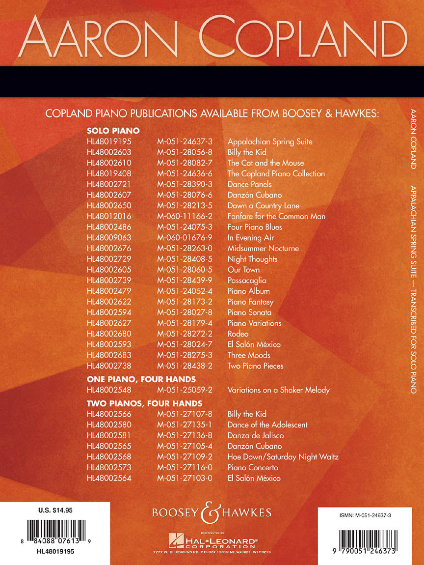 Copland: Appalachian Spring Suite - Transcribed For Solo Piano