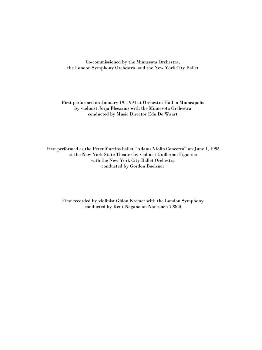 Adams: Violin Concerto (Full Score)