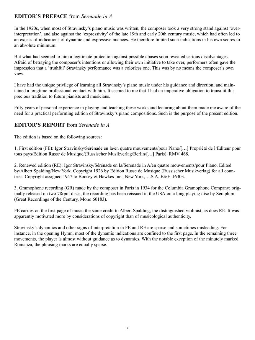 Stravinsky Piano Collection