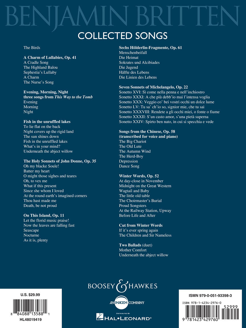 Britten, Benjamin - Collected Songs Med Low