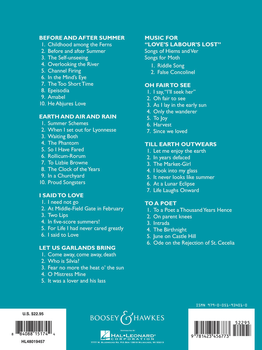 Finzi Collected Songs Medium/Low Voice