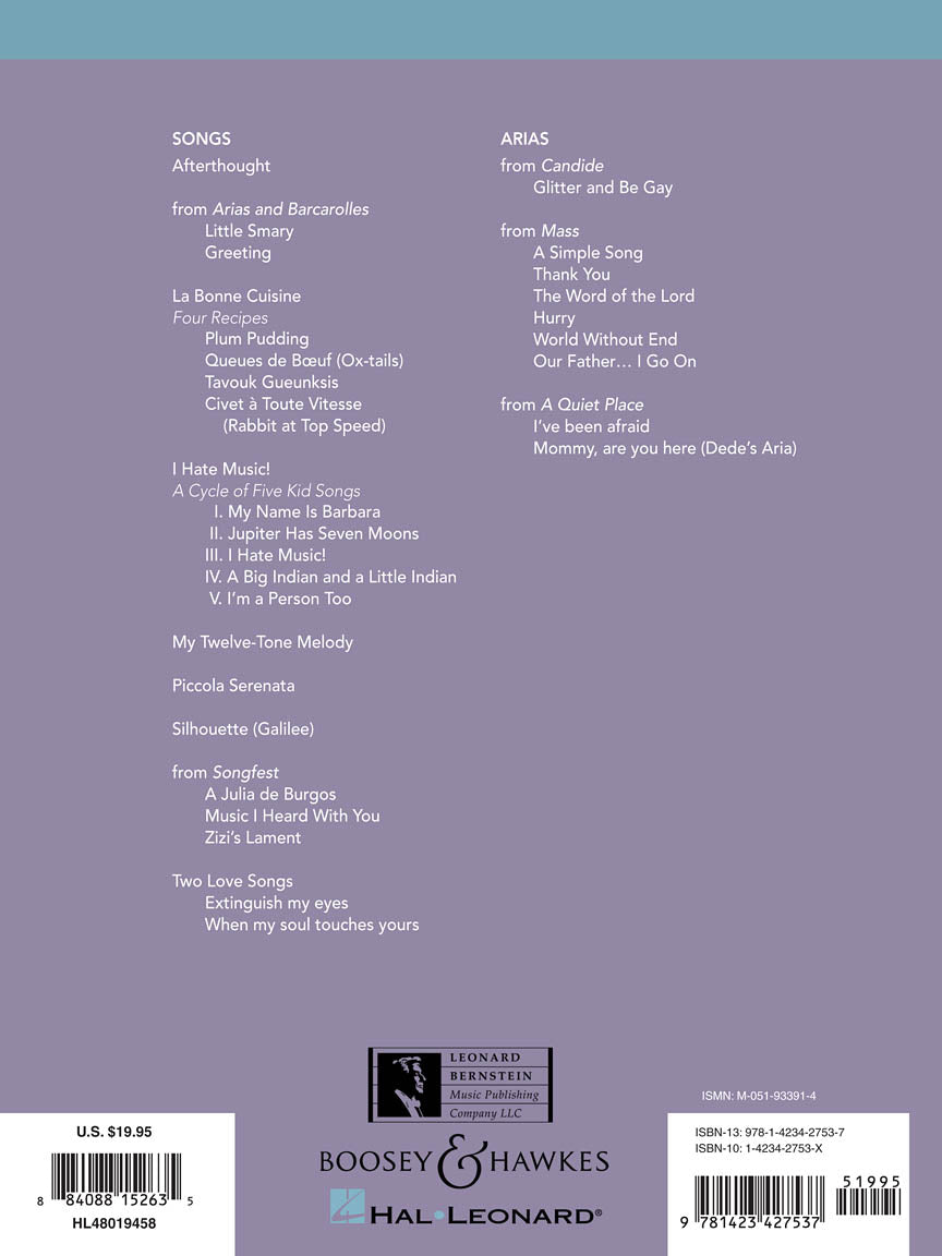 Bernstein Art Songs and Arias High Voice