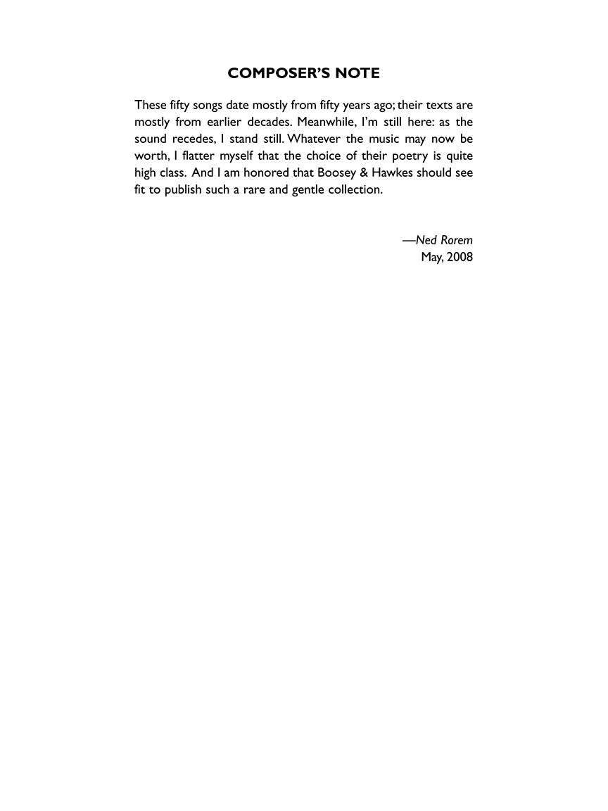 Rorem 50 Collected Songs Medium/Low Voice