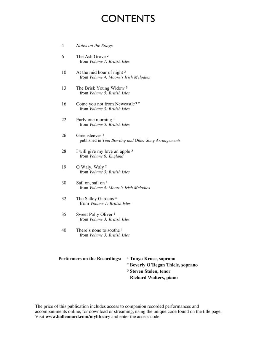 Britten 12 Selected Folksong Arrangements High Voice