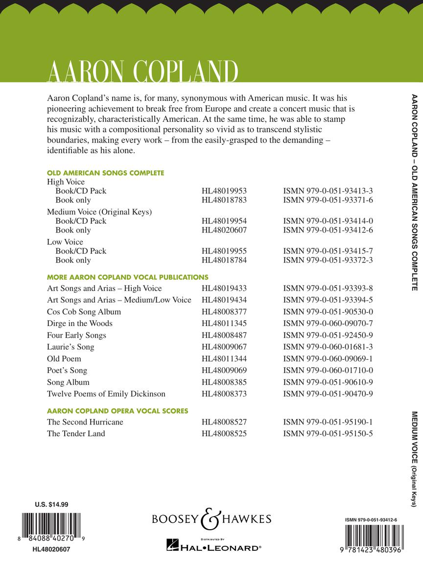 Copland: Old American Songs Complete - Medium Voice (Original Keys)