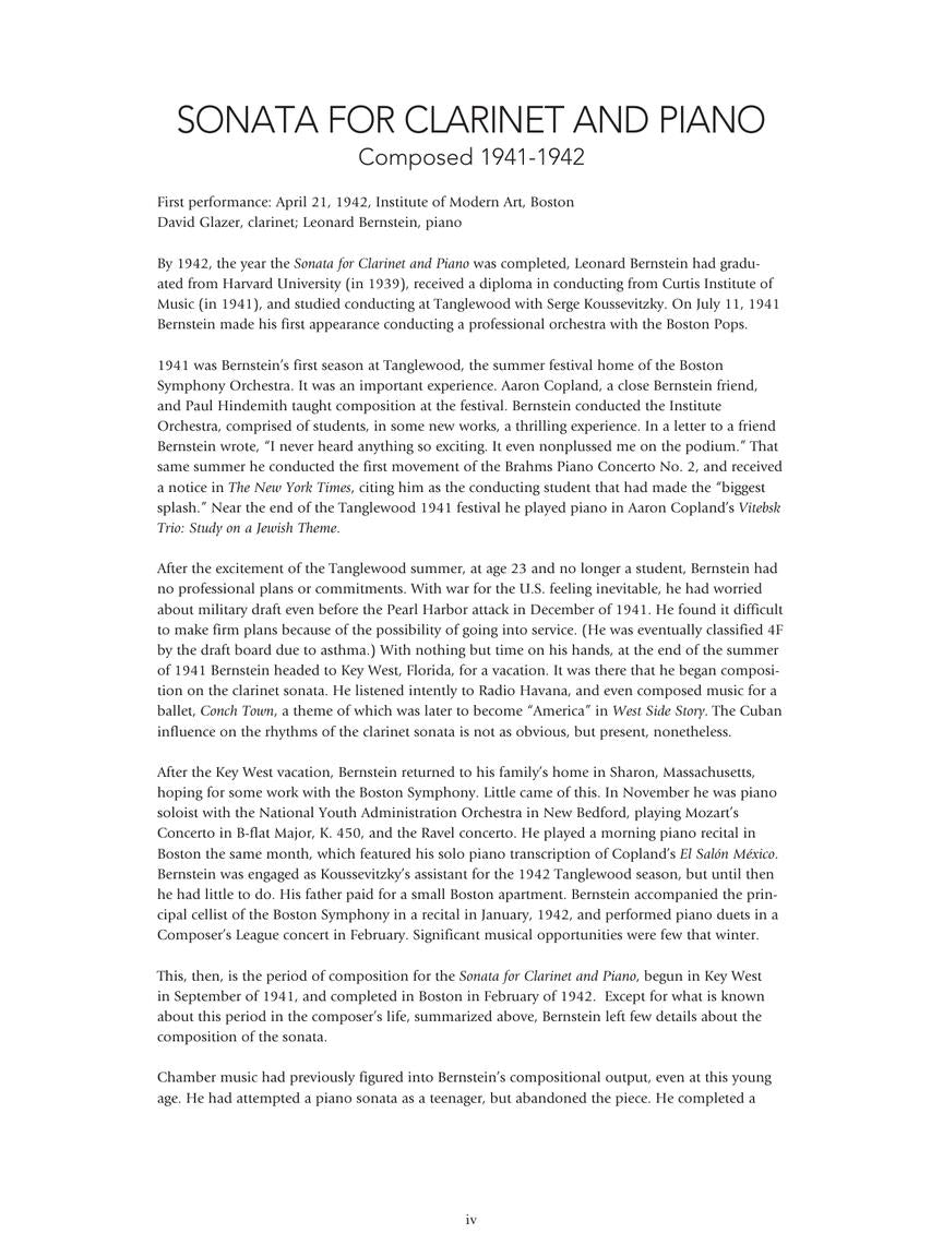 Bernstein - Sonata for Clarinet and Piano with Online Audio