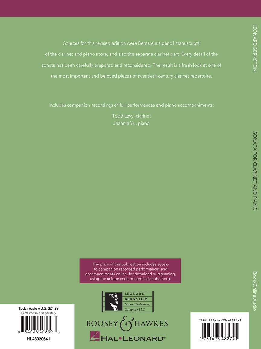 Bernstein - Sonata for Clarinet and Piano with Online Audio