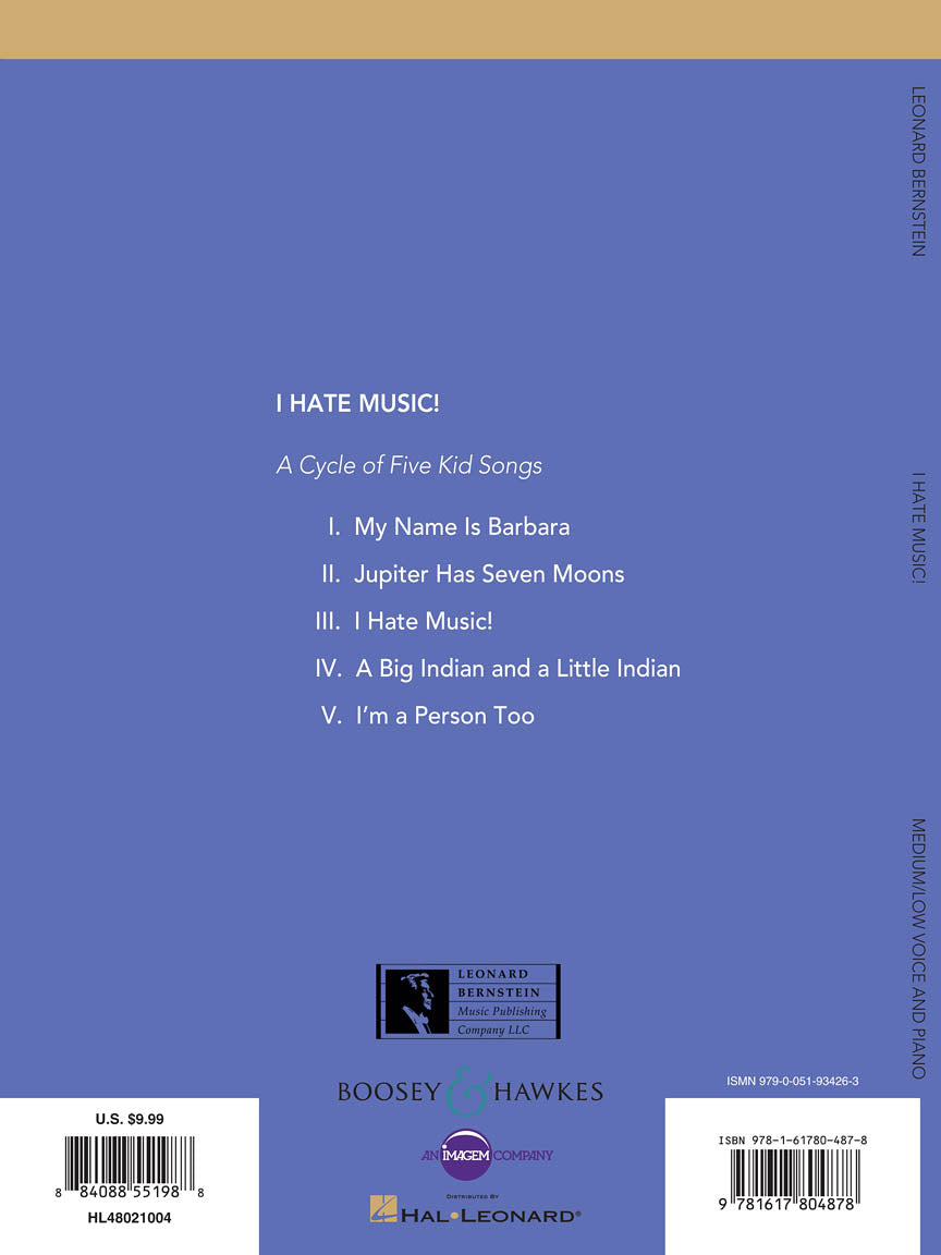 Bernstein, Leonard - I Hate Music - Medium/Low Voice and Piano