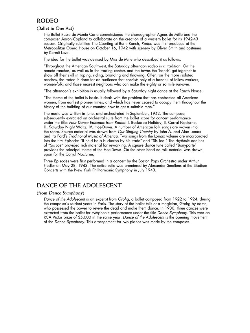 Copland: Ballet Music for Piano