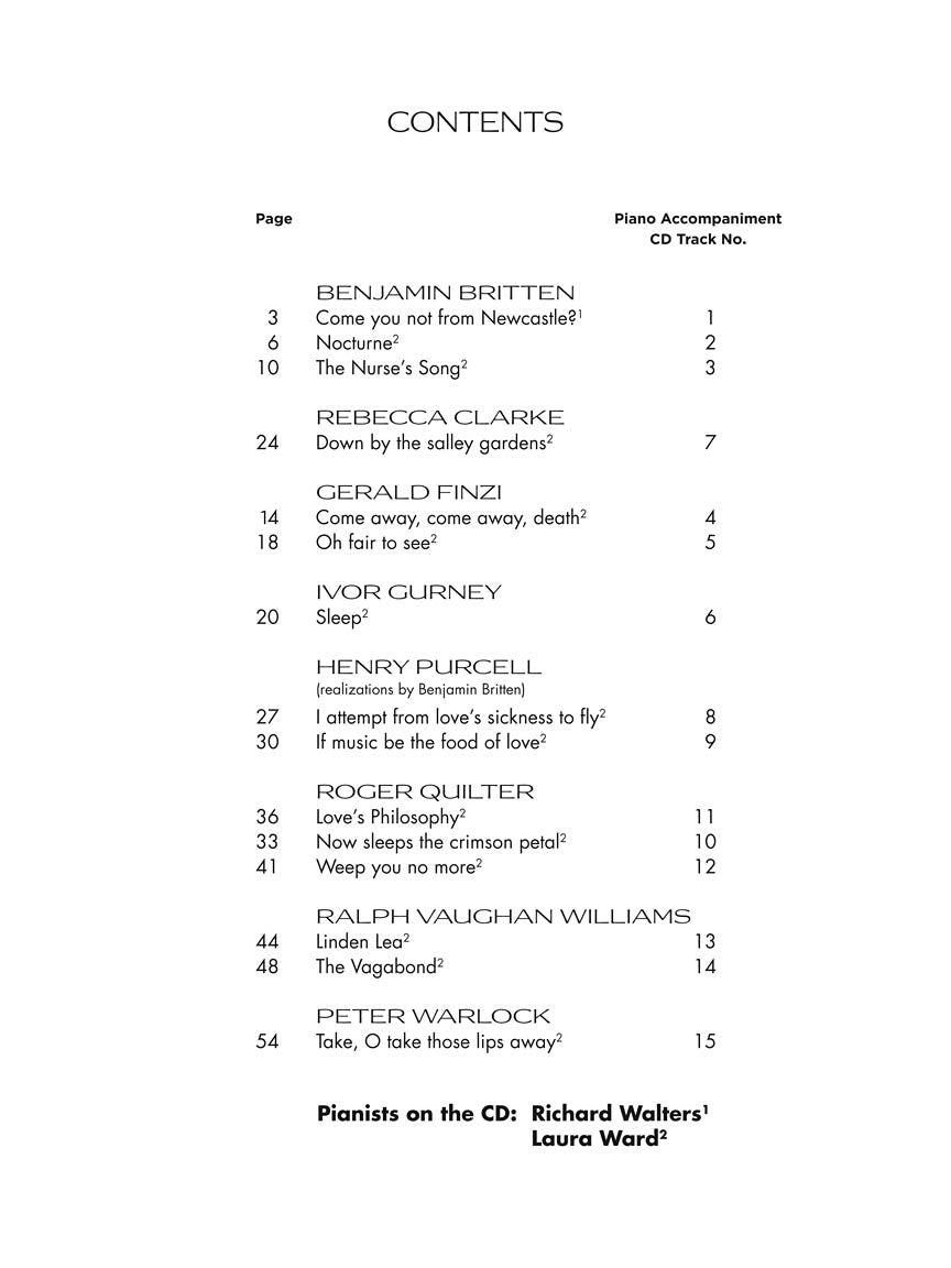 Fifteen Art Songs by British Composers High Voice
