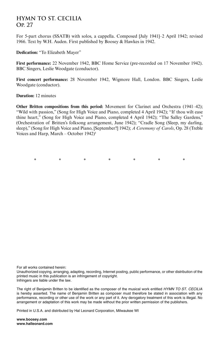 Britten Hymn to St Cecilia