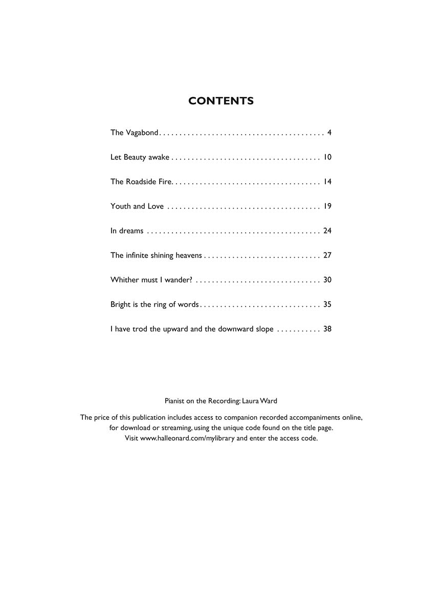 Vaughn Williams Songs of Travel - Low Voice