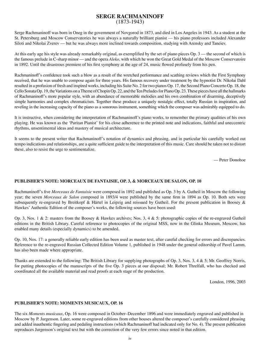 Rachmaninoff - Piano Anthology - 27 Pieces for Piano