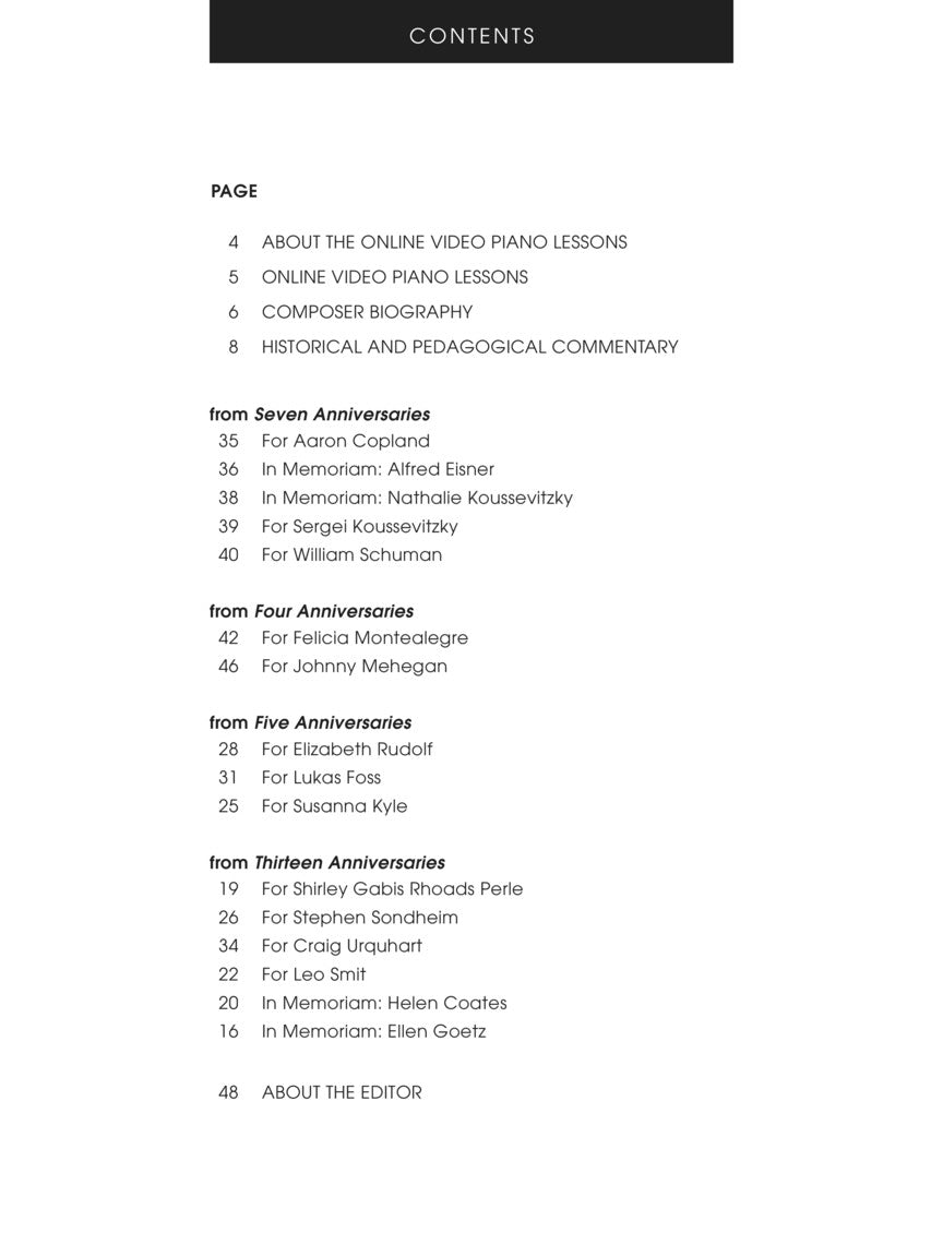 Bernstein - Selected Anniversaries for Piano