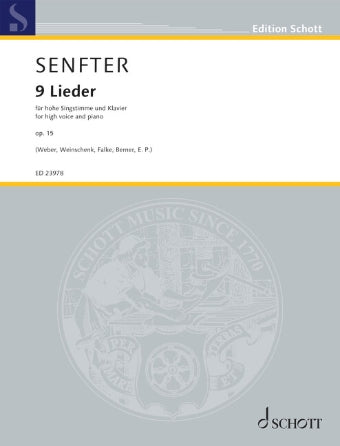 Senfter: 9 Lieder, Op. 15 High Voice and Piano