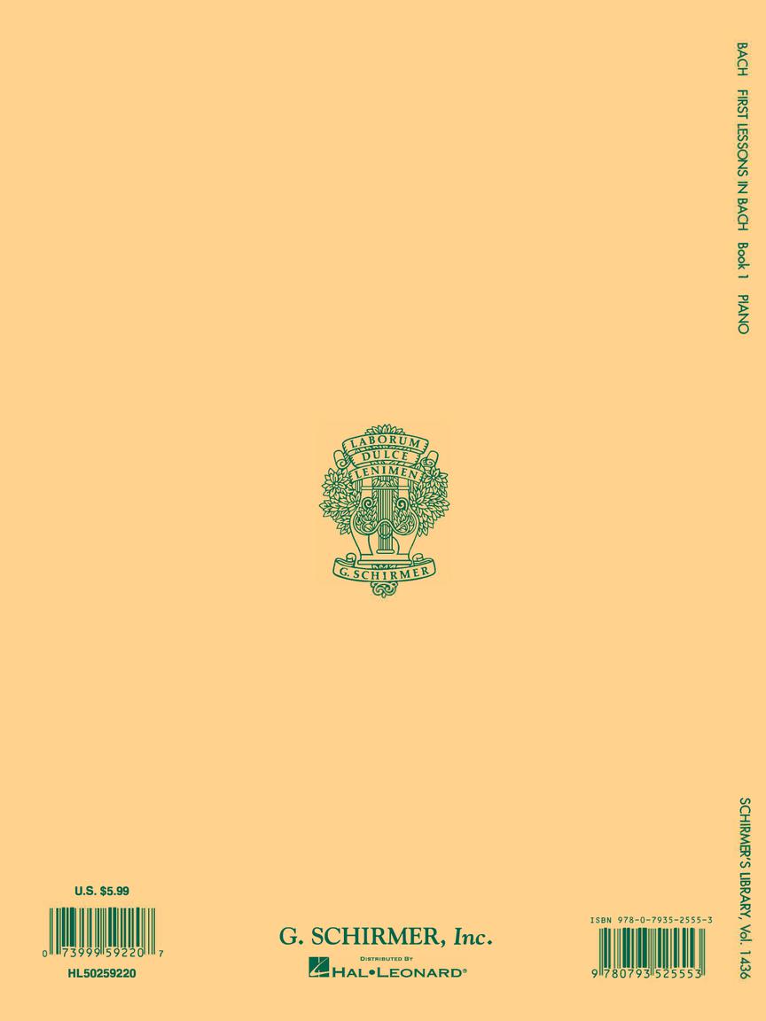 Bach First Lessons in Bach - Book 1