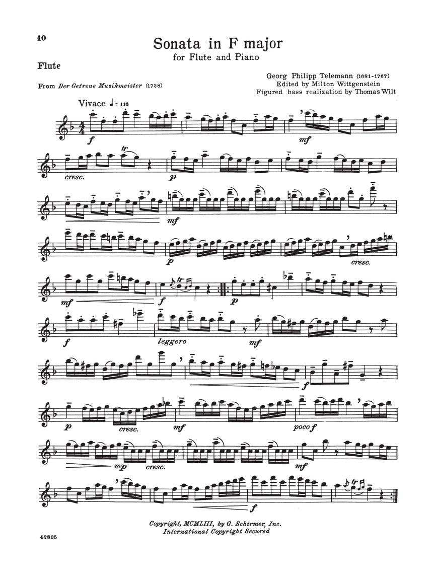 Telemann Four Sonatas Flute & Piano