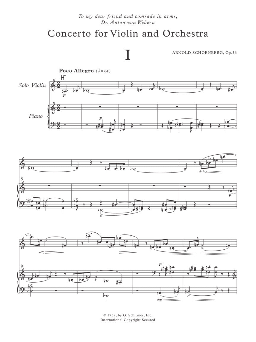 Schoenberg Concerto for Violin and Orchestra, Op. 36