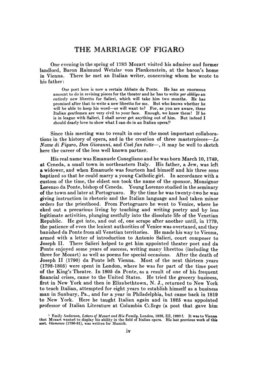 Mozart Marriage of Figaro, The (Le Nozze di Figaro) Vocal Score