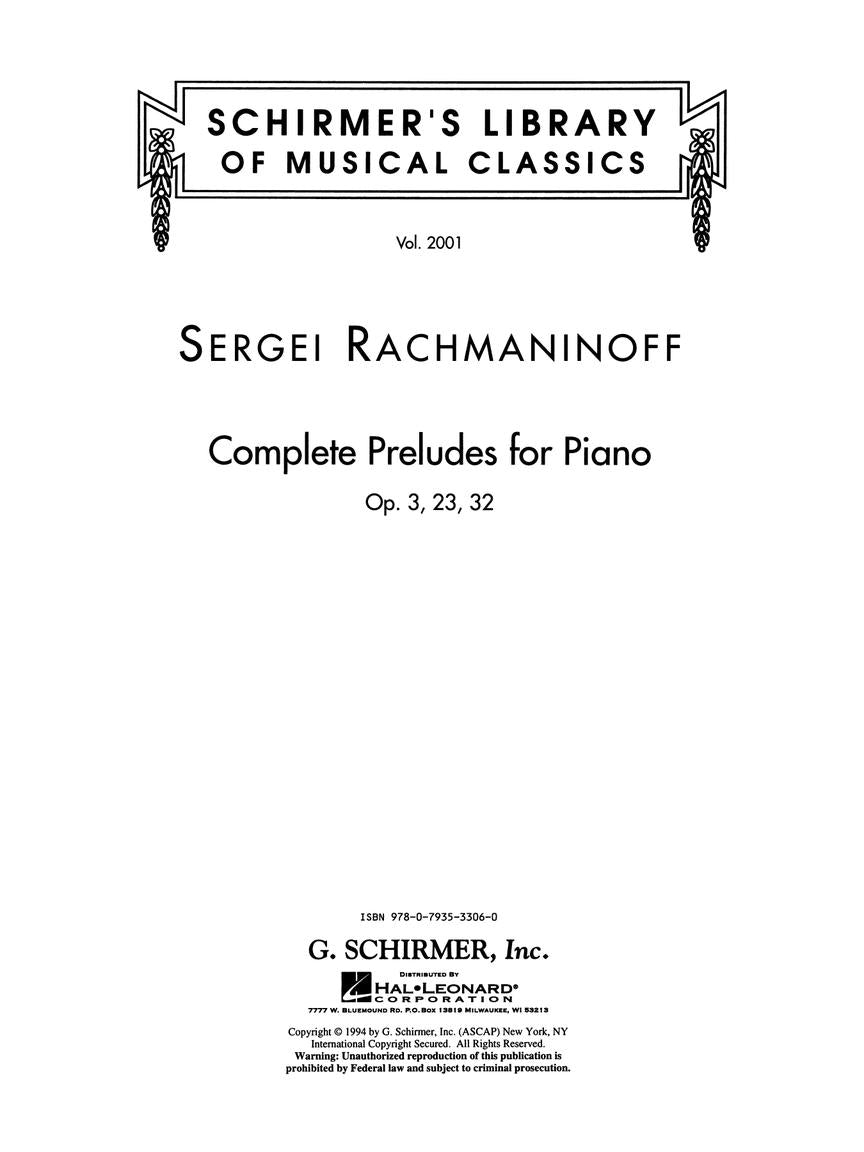 Rachmaninoff Complete Preludes, Op. 3, 23, 32