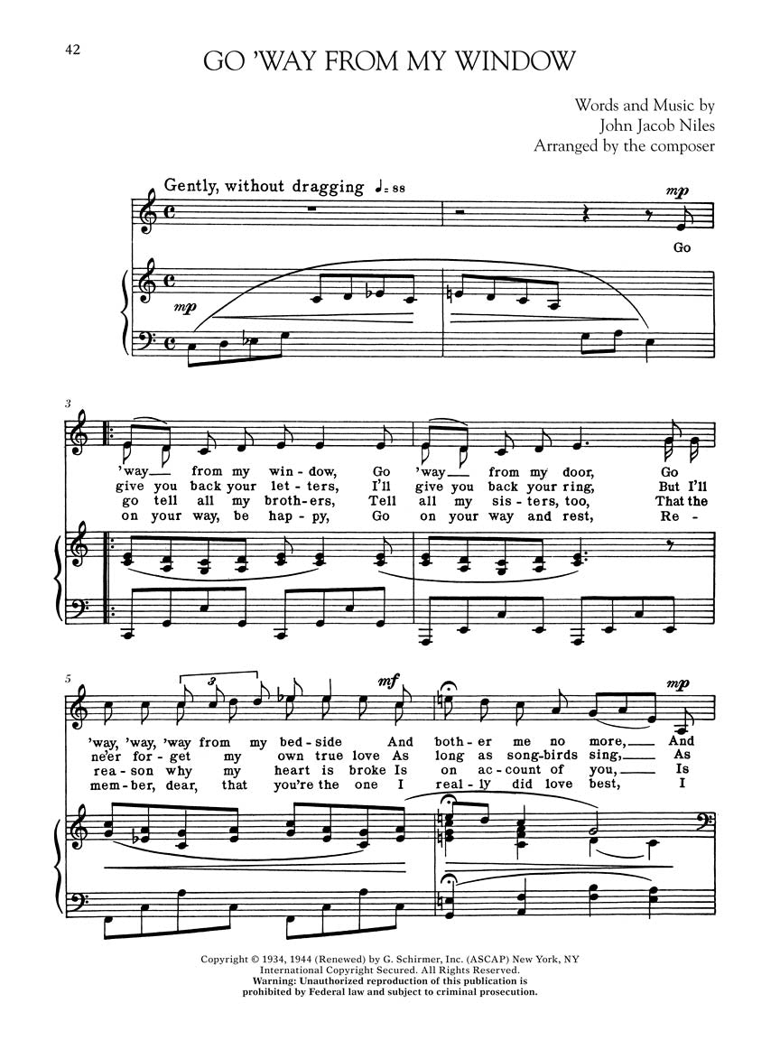 Niles Songs of John Jacob Low Voice