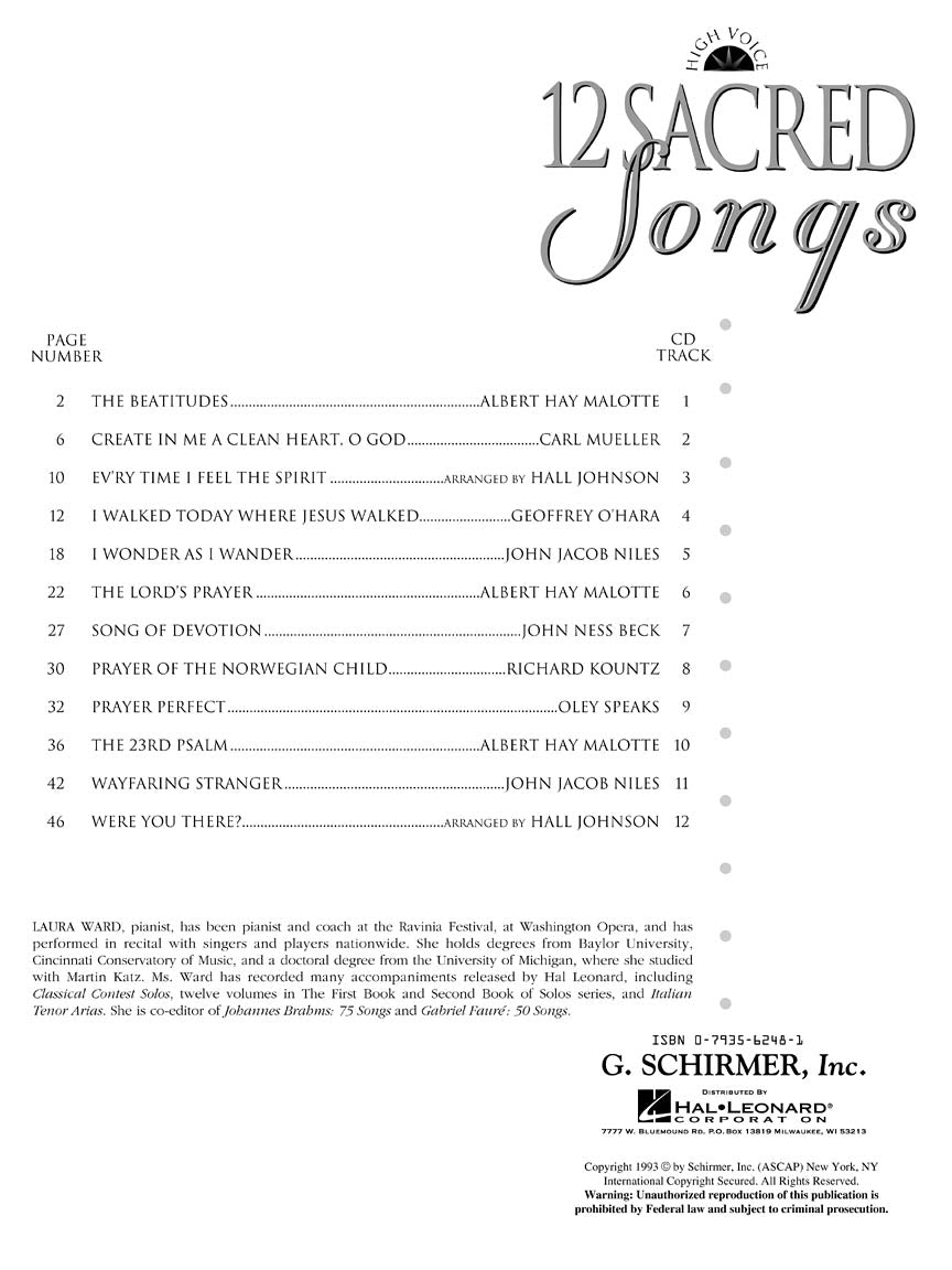 Twelve Sacred Songs High Voice