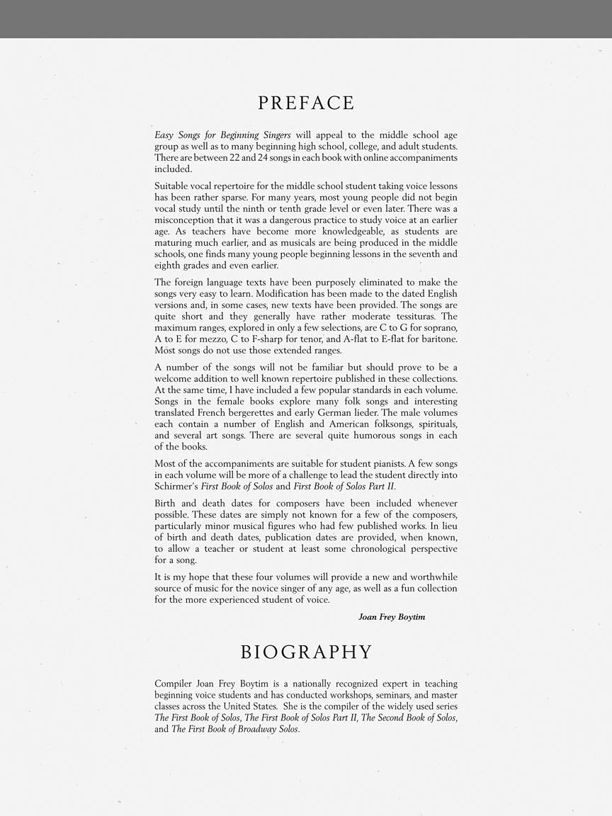 Easy Songs for Beginning Singers - Mezzo-Soprano/Alto