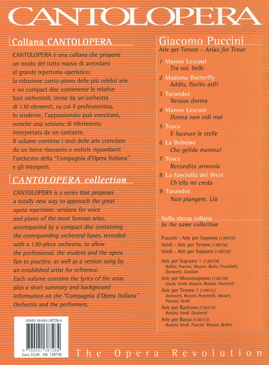 Cantolopera Collection - Puccini Arias for Tenor Volume 1