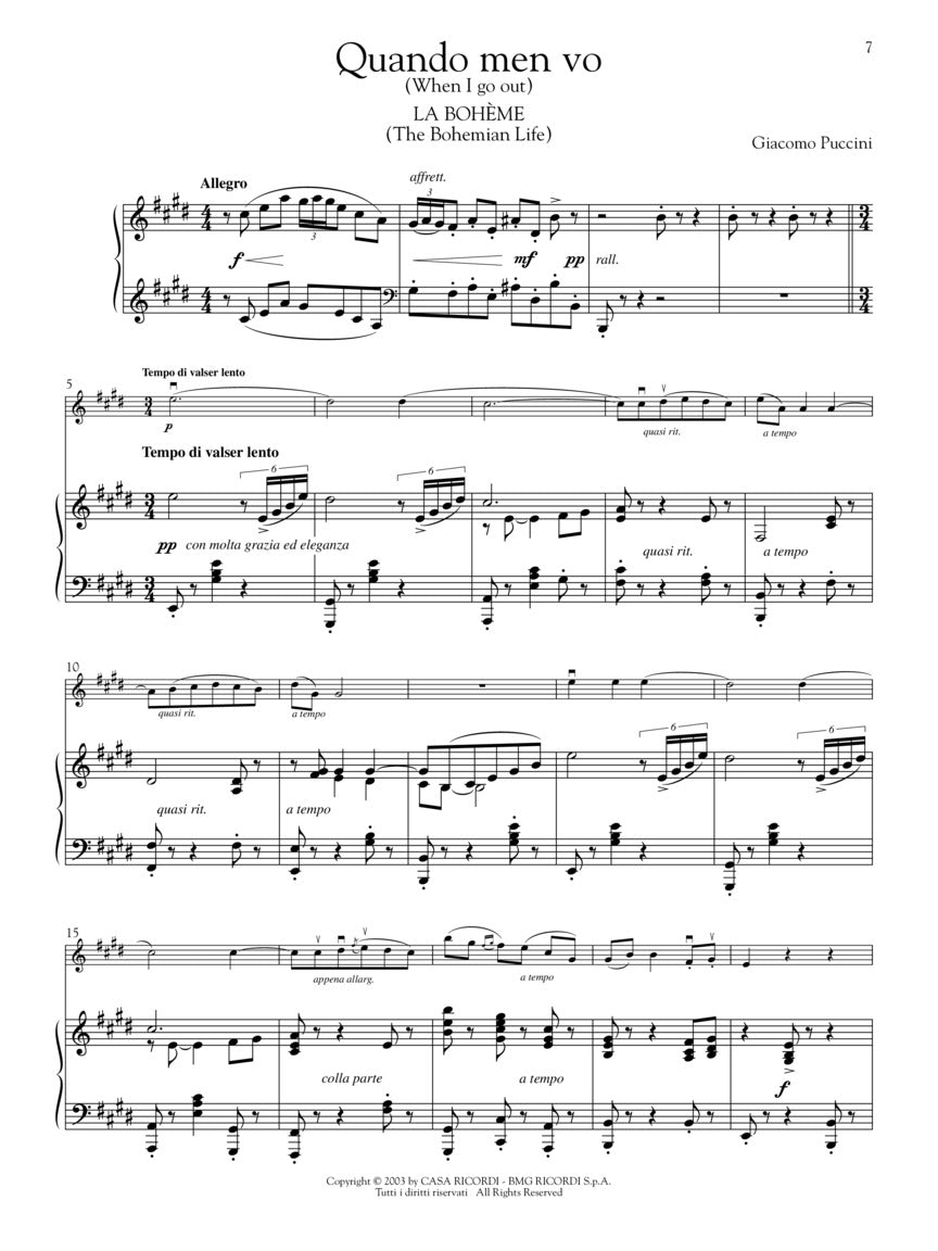 Play Puccini 10 Arias Transcribed for Violin & Piano