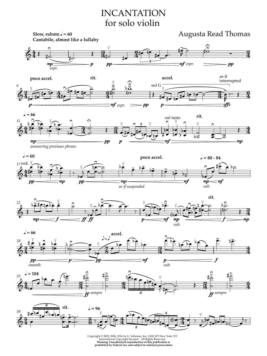 Thomas Incantation for Solo Violin