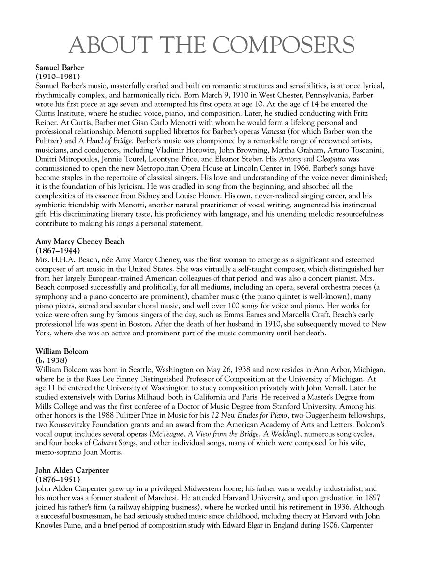 G. Schirmer Collection of American Art Song