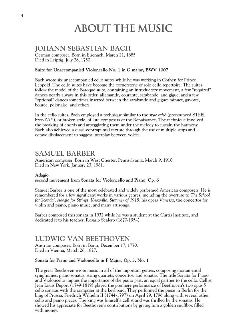 Cello Collection Intermediate to Advanced Level