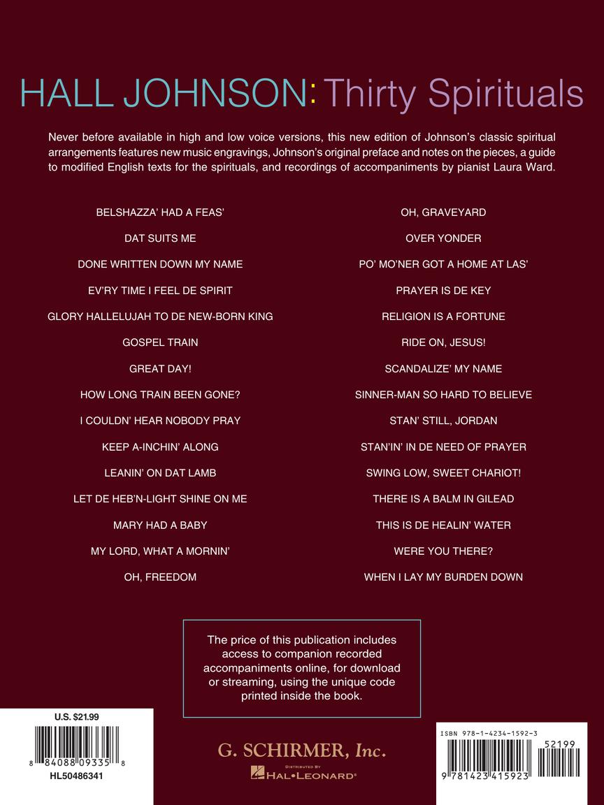 Johnson 30 Sprituals for Low Voice and Piano