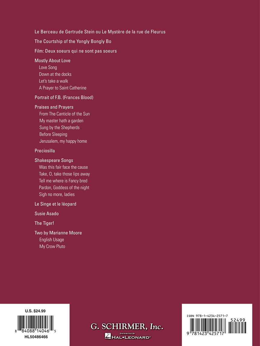 Thomson, Virgil - Collected Songs: 24 Songs for High Voice and Piano