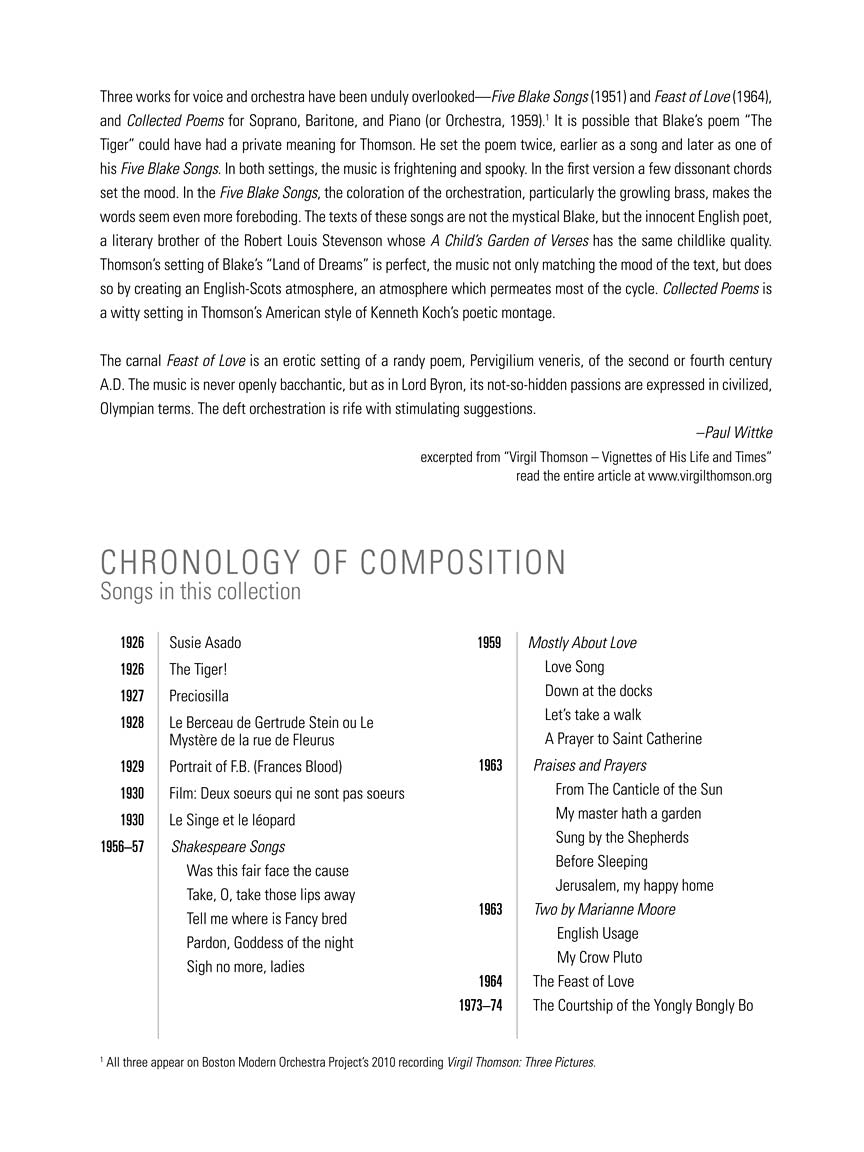 Thomson, Virgil: Collected Songs