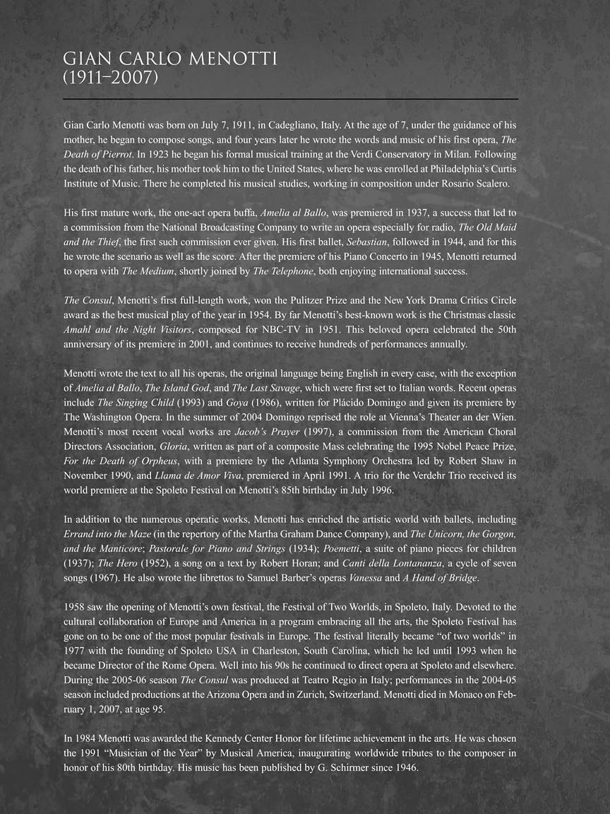 Menotti Arias for Soprano