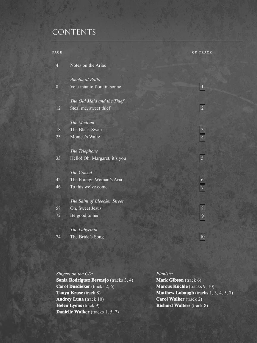 Menotti Arias for Soprano