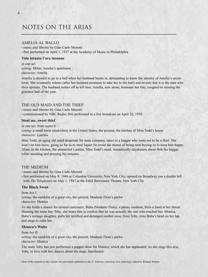 Menotti Arias for Soprano