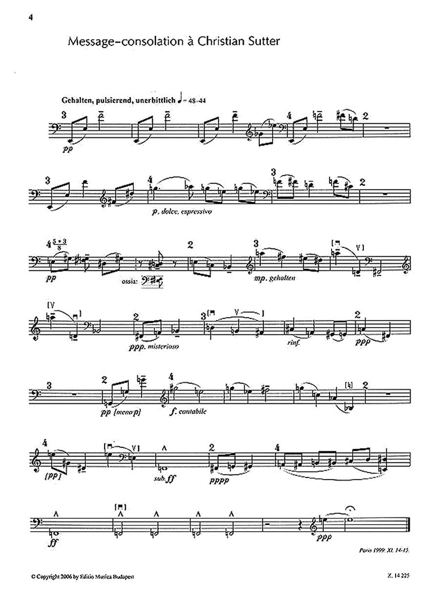 Kurtag Signs, Games And Messages For Double Bass