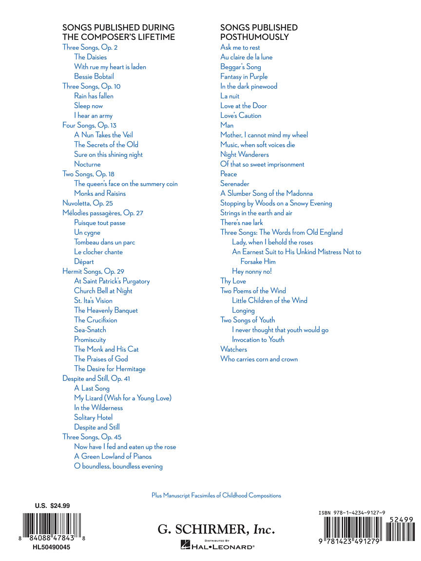 Barber: 65 Songs Medium/Low Voice Edition