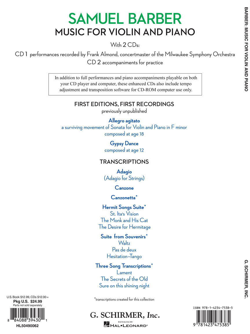 Barber Music for Violin and Piano