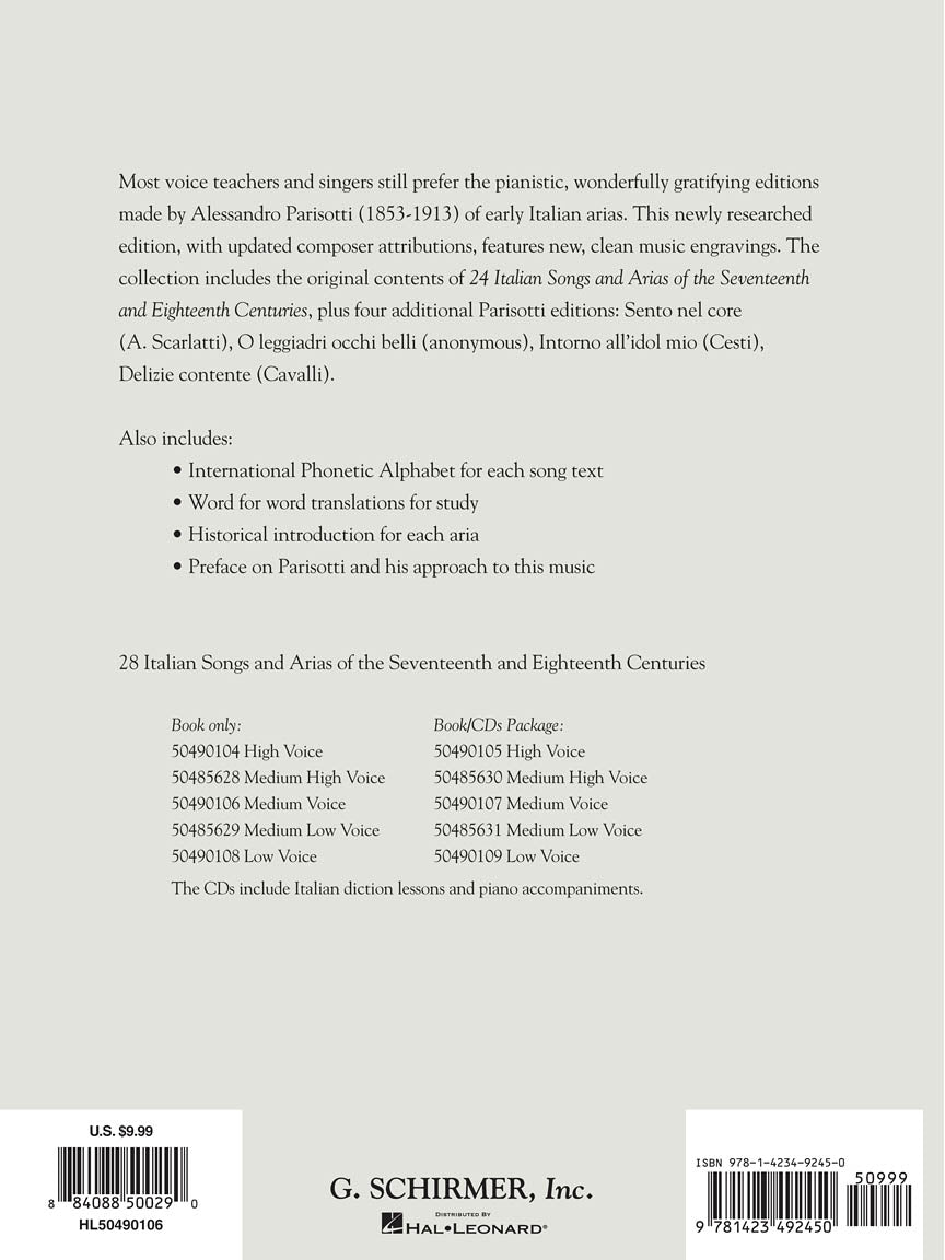 28 Italian Songs & Arias of the 17th & 18th Centuries