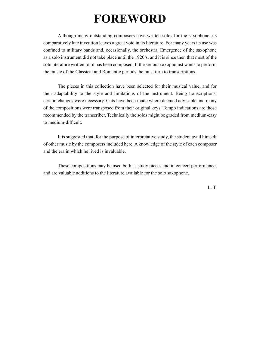 Solos for the Alto Saxophone Player